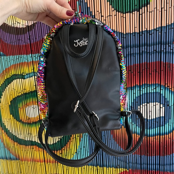 Sequin Rainbow Emoji Small Backpack - Picture 4 of 9